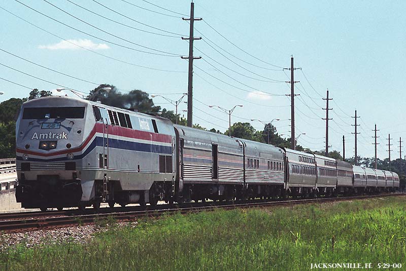 Northbound Amtrak 45 is only a few miles from it's Jacksonville, Fl station.