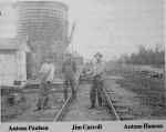 Local railroad repair crew at the water tank in holcombe