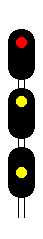 color light signal red over yellow over yellow