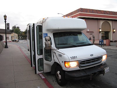 The bone rattling Thruway bus at the Monterey Transit Plaza