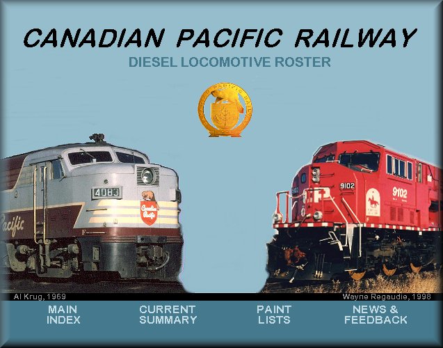 CANADIAN PACIFIC RAILWAY DIESEL LOCOMOTIVE ROSTER