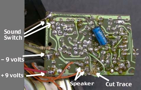 photo of r/c sound board back side
