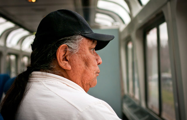 Native American in the lounge car