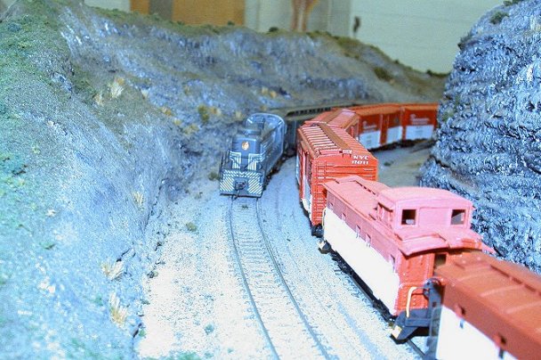 diverted NYC traffic meets on the Poquaque rock cut