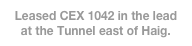 Leased CEX 1042 in the lead at the Tunnel east of Haig. Station