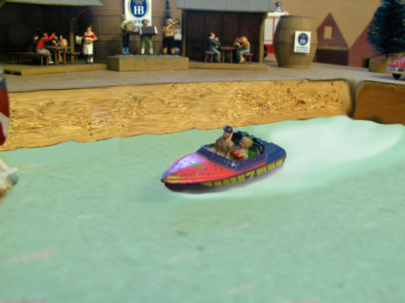 A speedboat on Wolf Lake