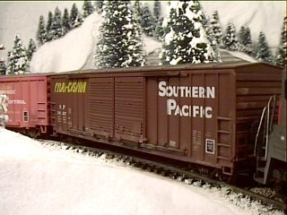 Box cars of lumber from the Pacific Northwest