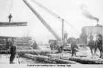 decking logs at the railroad yard